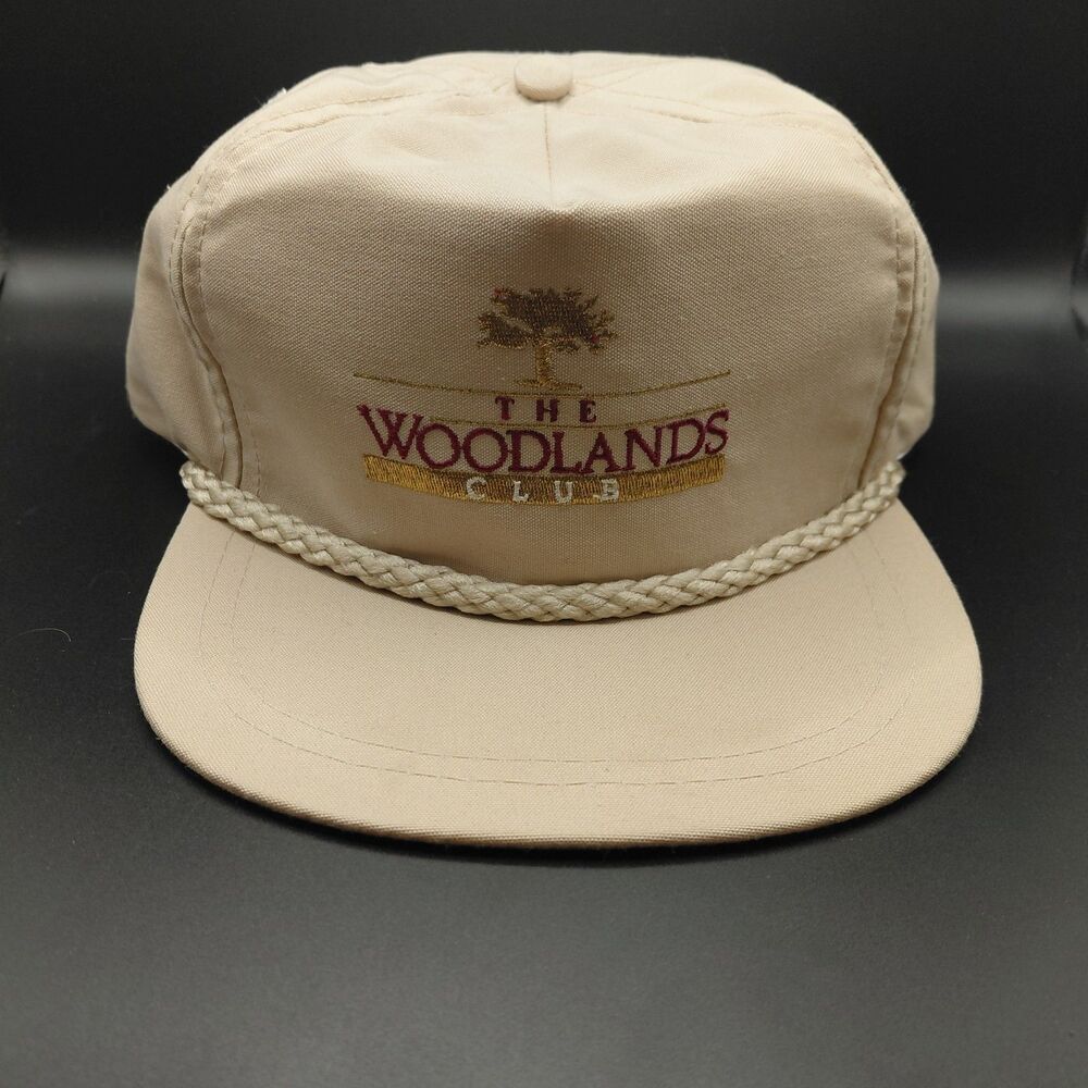 Woodlands Club Falmouth Maine Beige Rope Hat Metal Clasp Closure